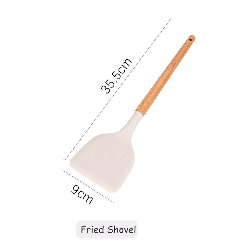 Silicone Wooden Handle Non-Stick Spatula