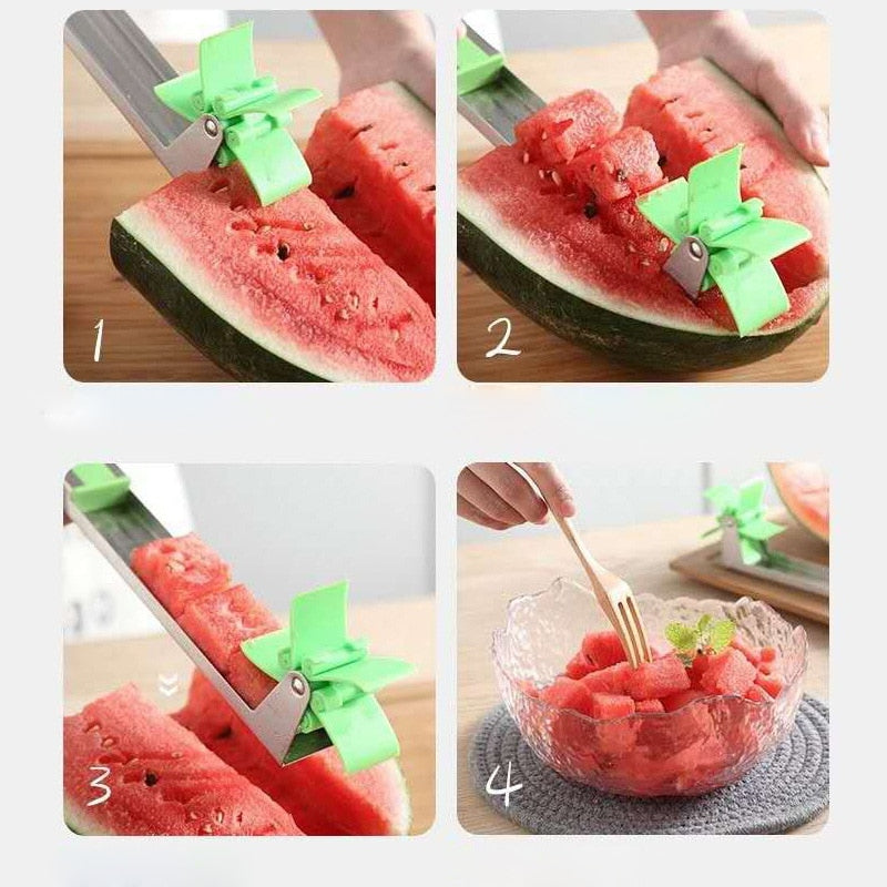 Watermelon Cubes Slicer Cutter Stainless Steel Rotate