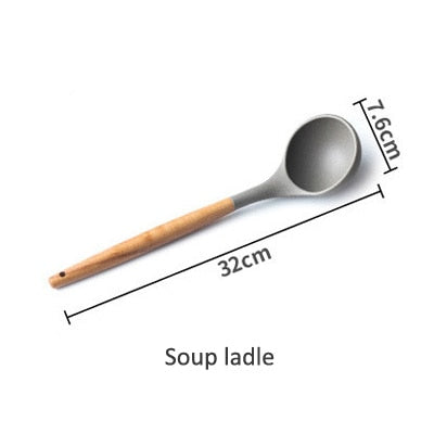 Silicone Cooking Utensils Wooden Spatula