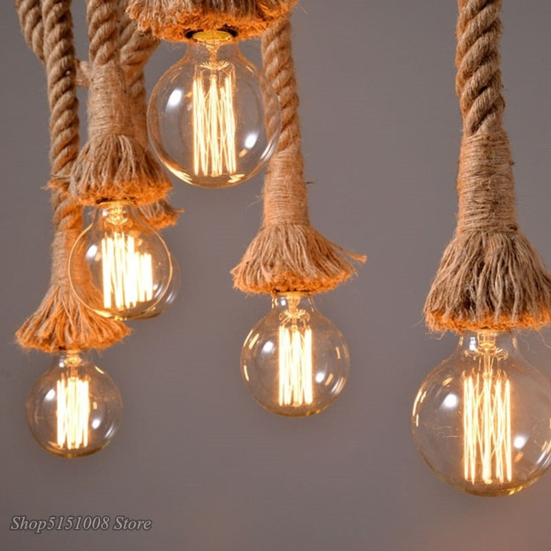 Hemp Rope Lights Vintage Retro Loft Hanging Lamp