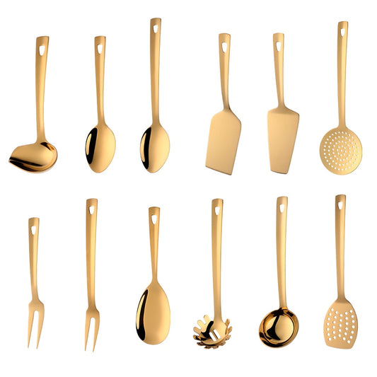 Gold Stainless Steel Long Soup Spoon Cooking