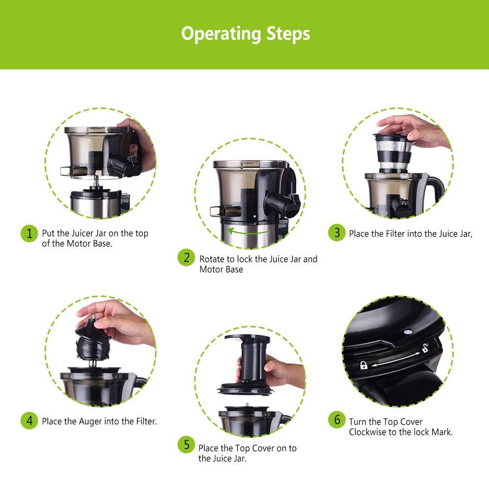 Slow Auger Juicer Fruit and Vegetable Juice