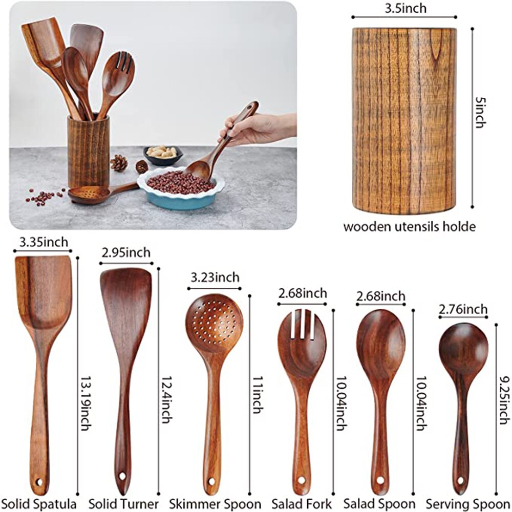 Kitchen Utensils Wooden Cooking Set