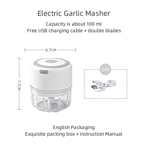 Mini Electric Garlic Chopper USB Charging Ginger