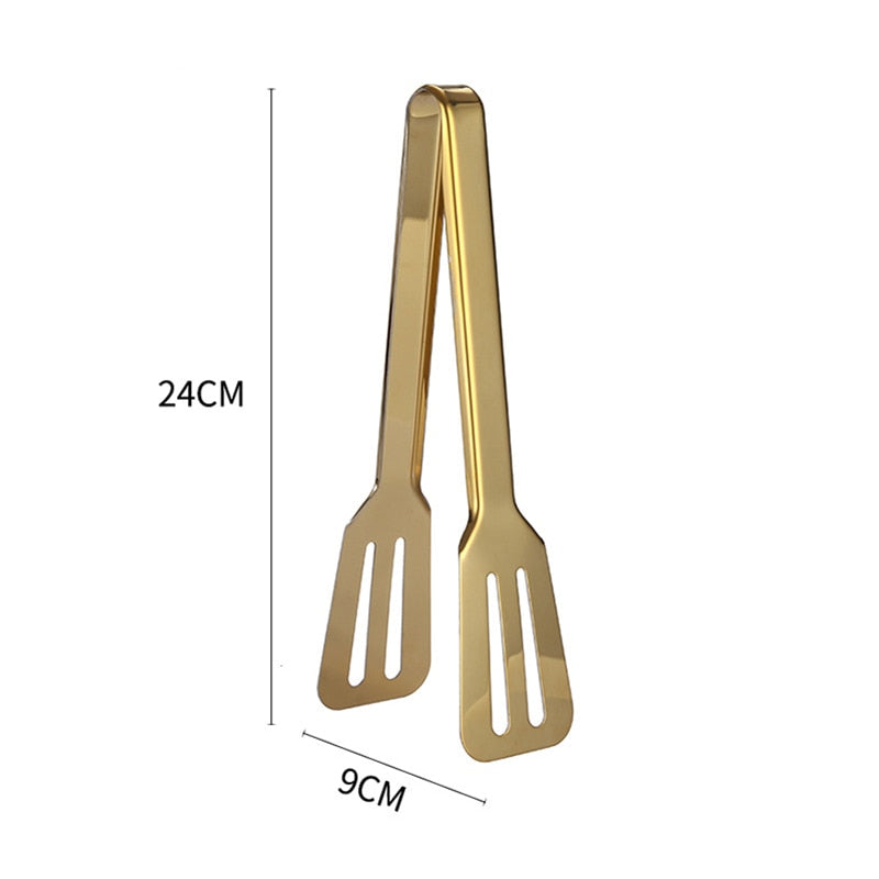 Gold BBQ Food Tongs Steak Clip