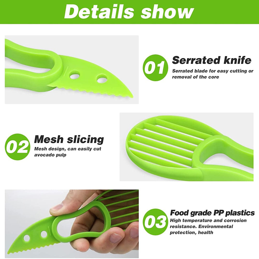 3 In 1 Avocado Slicer Shea Corer Butter Fruit Peeler
