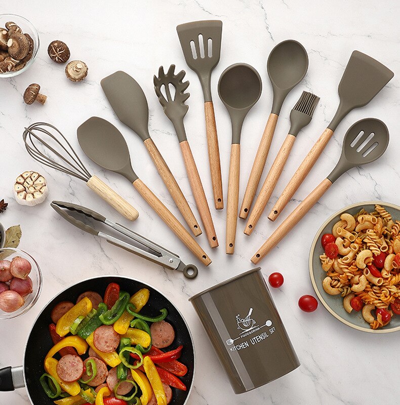 SET 11 PIECES COOKING TOOLS WOOD
