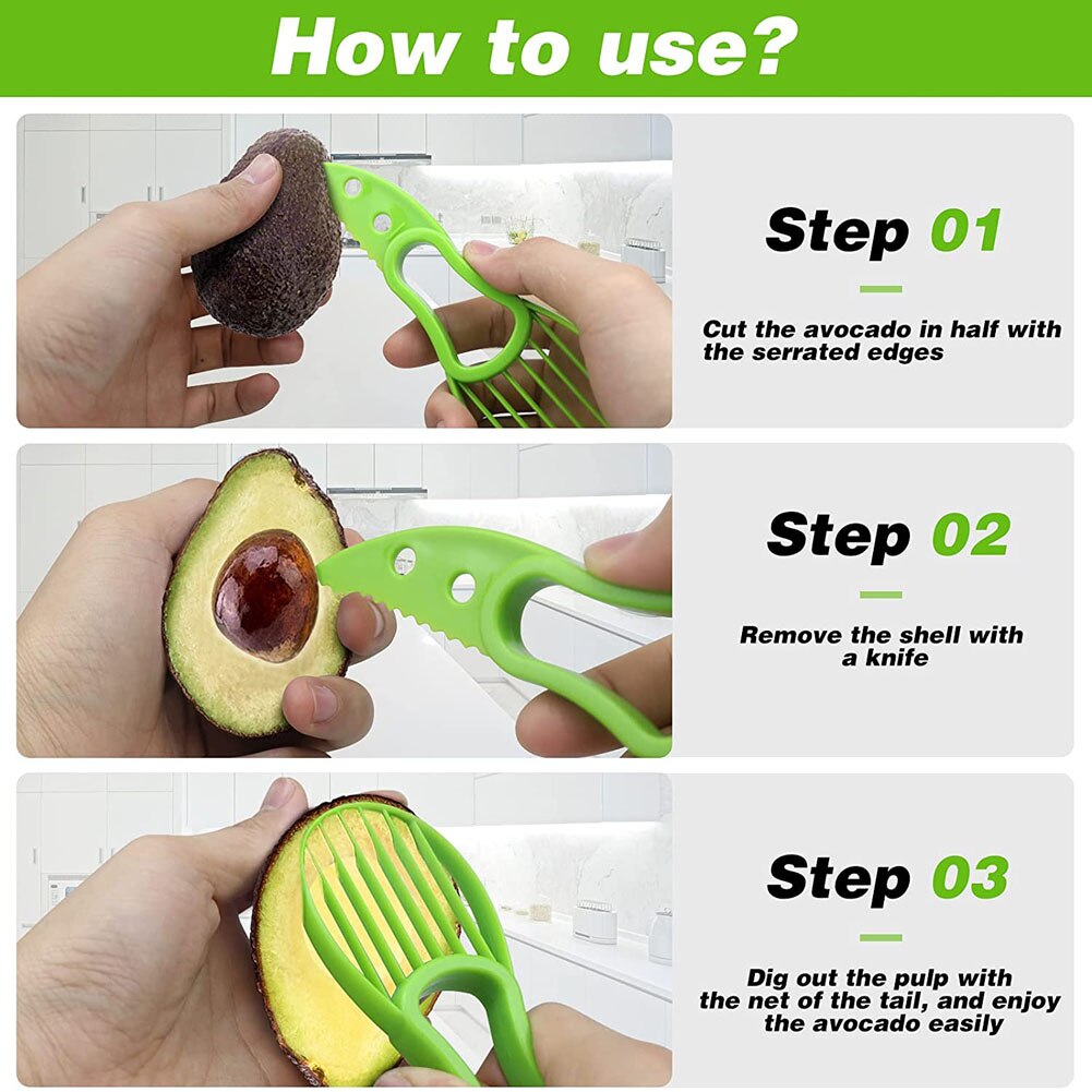 3 In 1 Avocado Slicer Shea Corer Butter Fruit Peeler