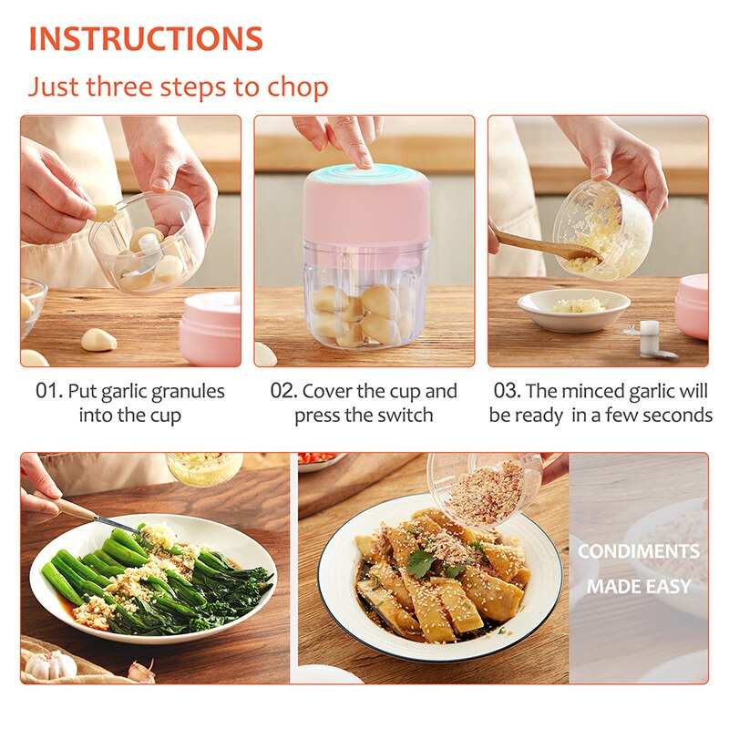 Garlic Chopper USB Charging Ginger Masher