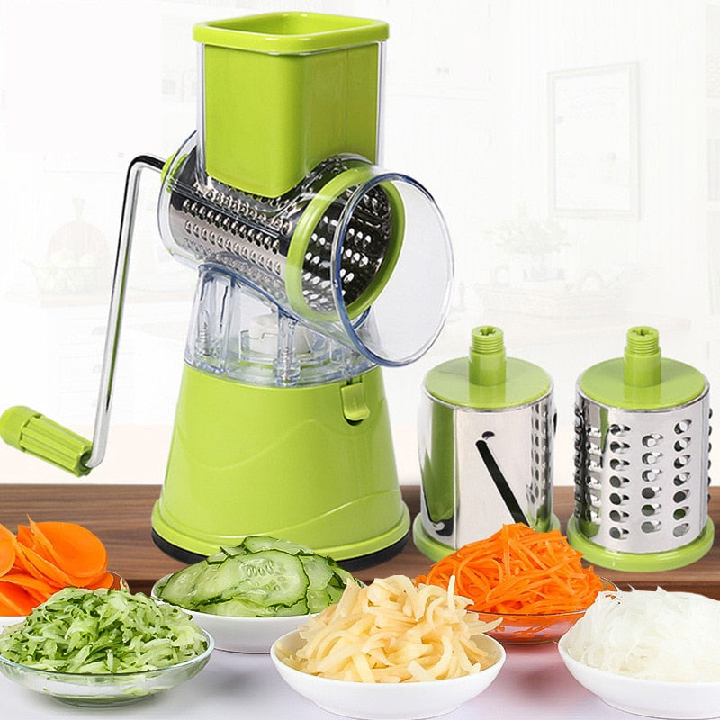Multifunctional rotating vegetable grater