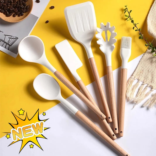 Silicone Wooden Handle Non-Stick Spatula