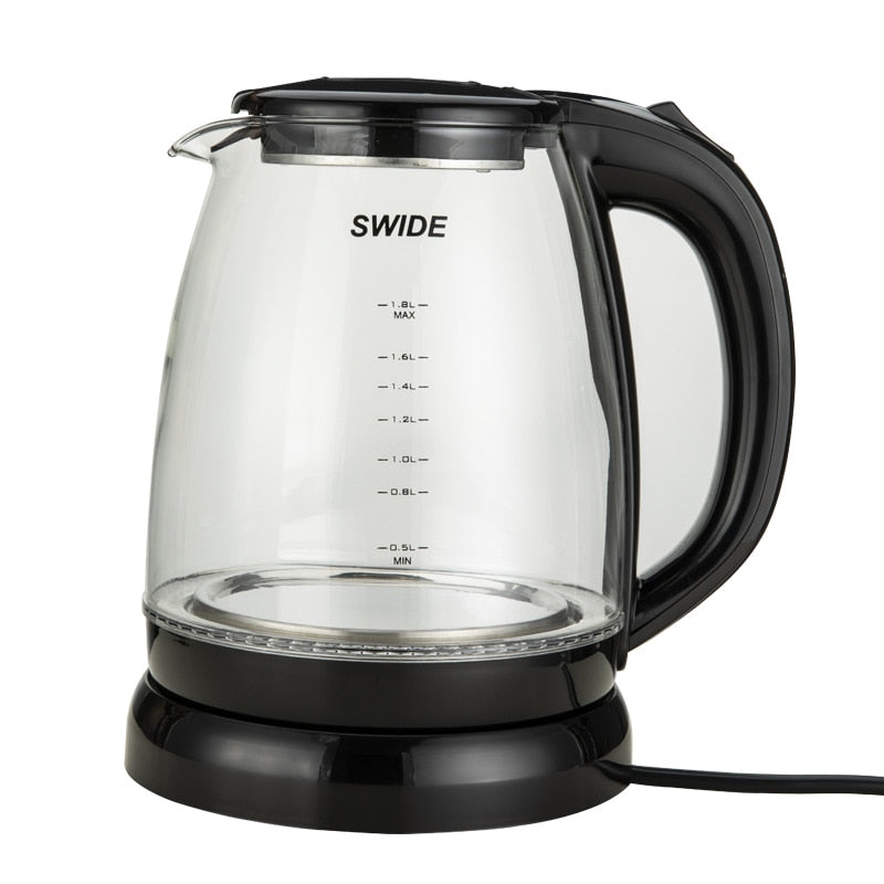 1800ml Portable Electric Kettles Glass Cup Make Tea