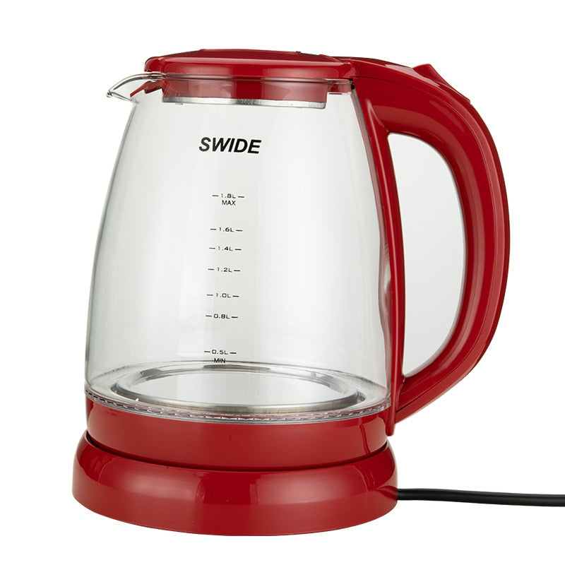 1800ml Portable Electric Kettles Glass Cup Make Tea