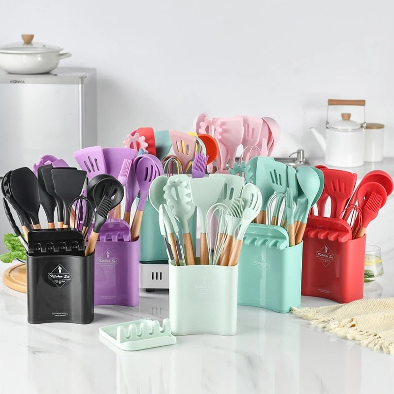 13Pcs Silicone Cooking Utensils Set Non-Stick