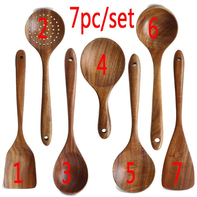 Kitchen Utensils Wooden Cooking Set