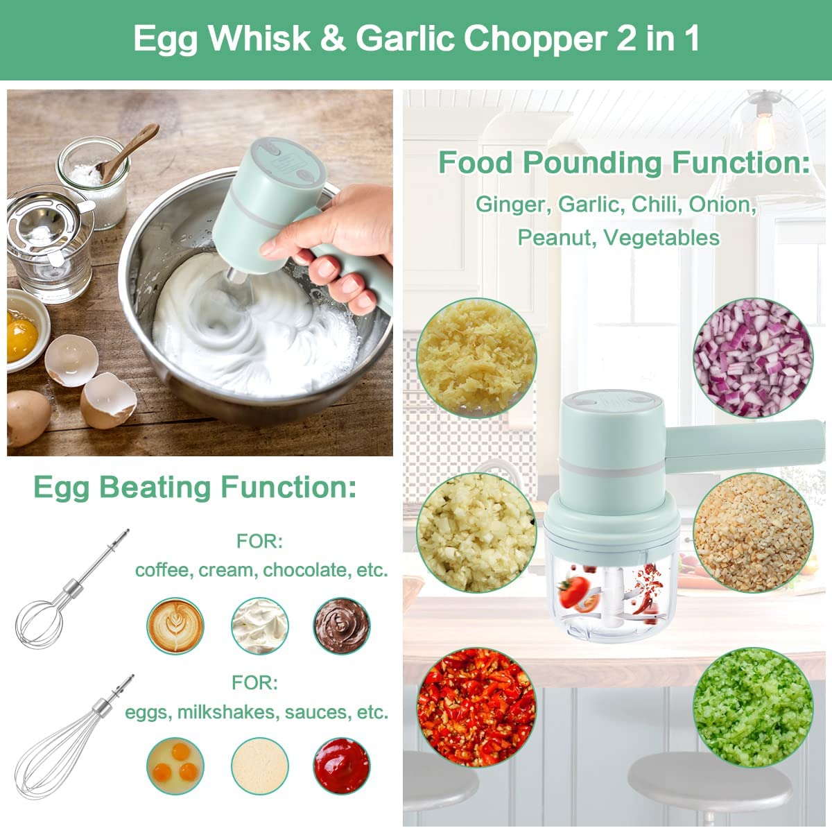 Mini Food Chopper Whisk Beater