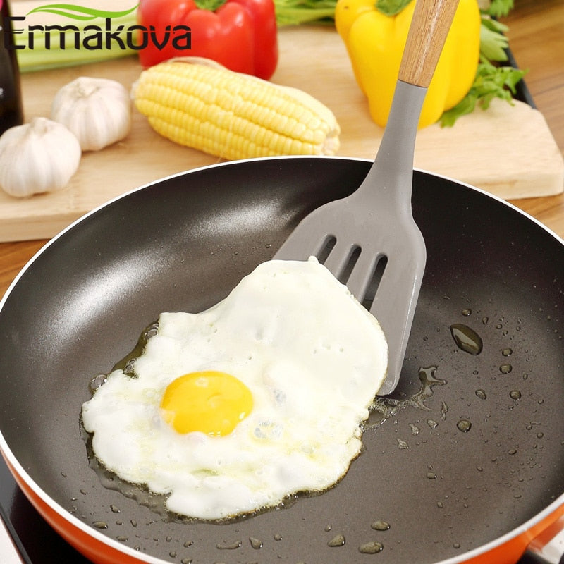 Silicone Cooking Utensils Wooden Spatula