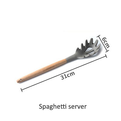 Silicone Cooking Utensils Wooden Spatula