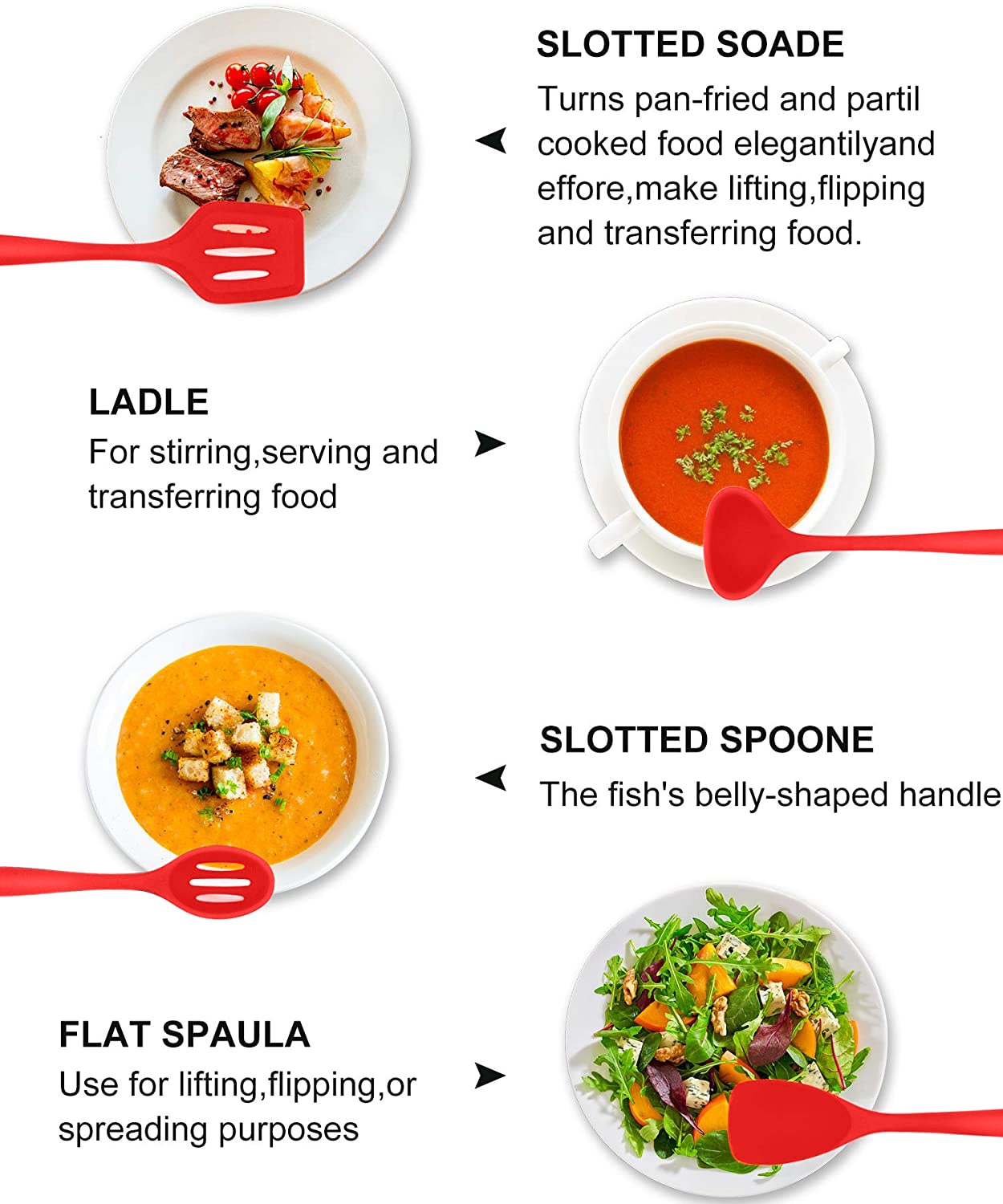 Silicone Cooking Utensils Set Non-Stick Spatula