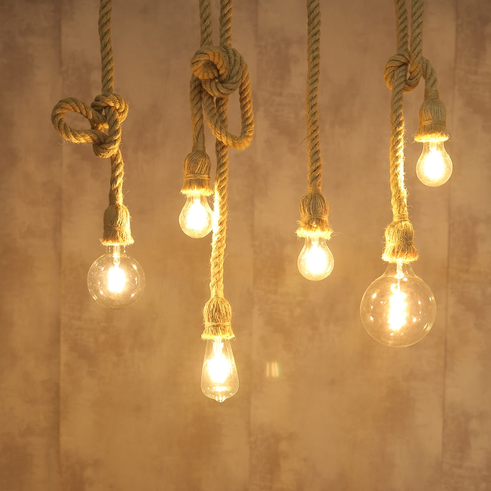 Hemp Rope Lights Vintage Retro Loft Hanging Lamp