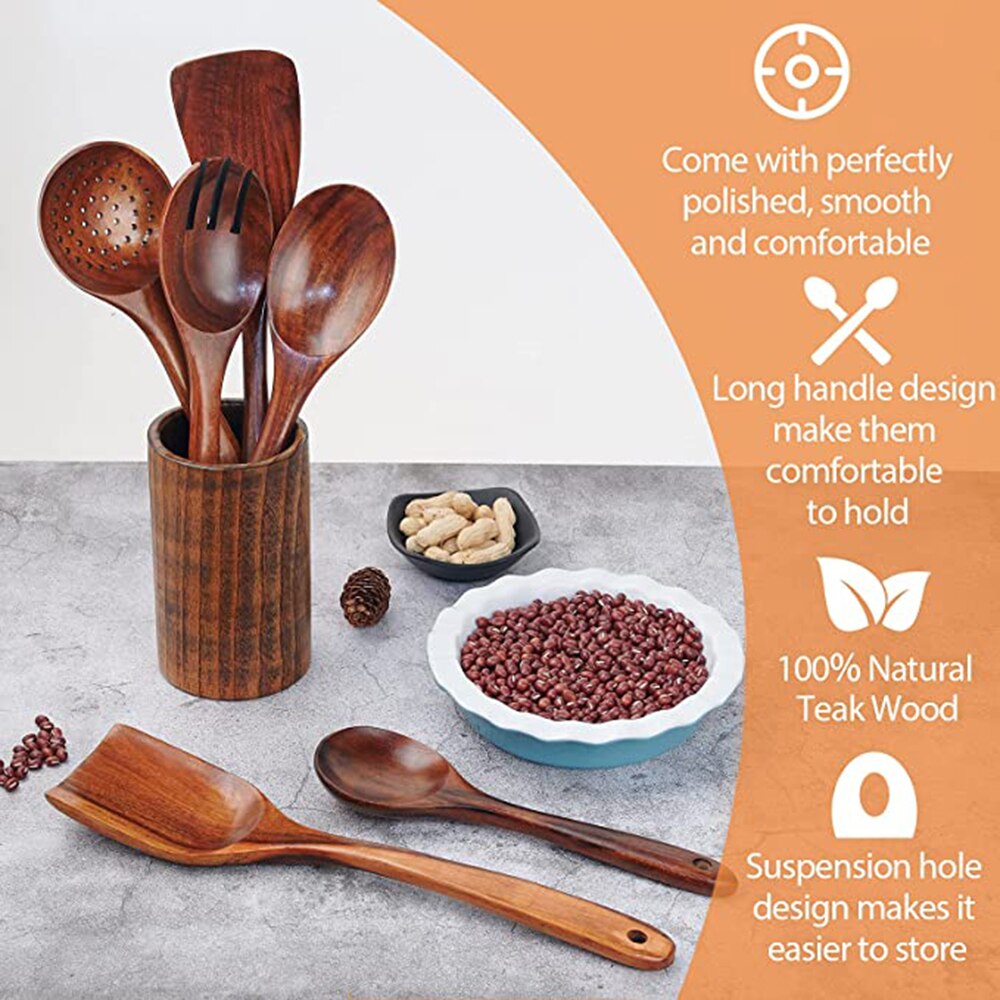 Kitchen Utensils Wooden Cooking Set