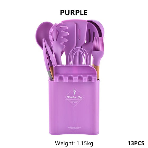 13Pcs Silicone Cooking Utensils Set Non-Stick