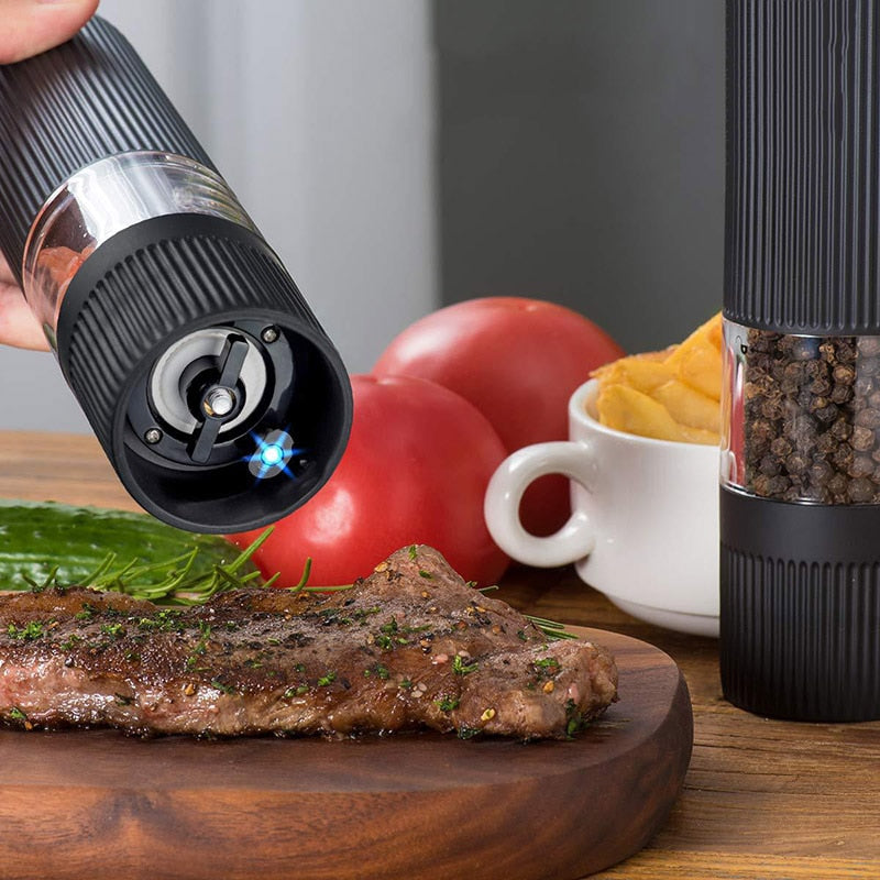 Black Electric Salt Pepper Mill Set