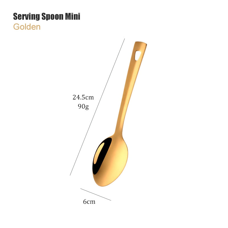 Gold Stainless Steel Long Soup Spoon Cooking