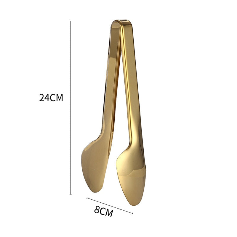 Gold BBQ Food Tongs Steak Clip