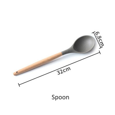 Silicone Cooking Utensils Wooden Spatula