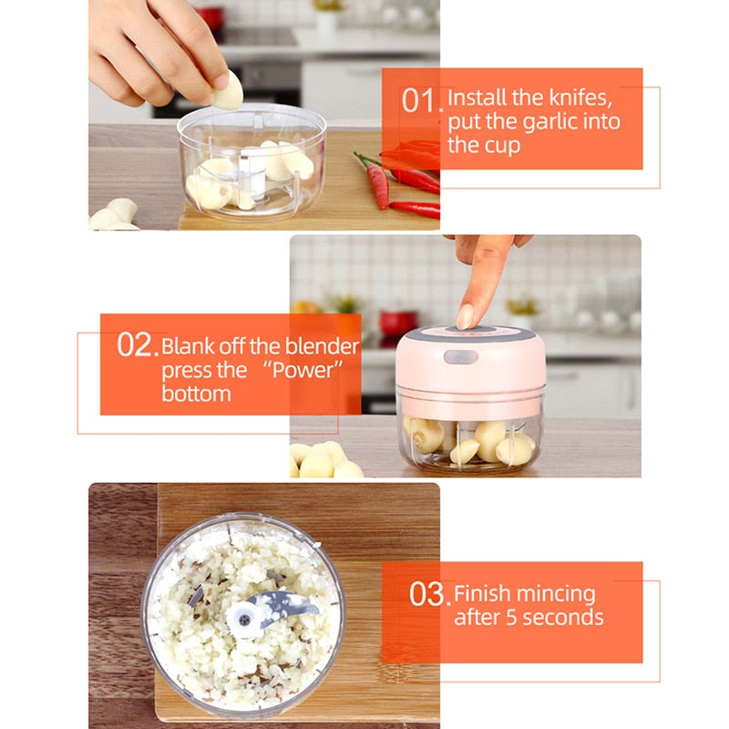 Electric Kitchen Chopper Garlic Masher Meat Grinder