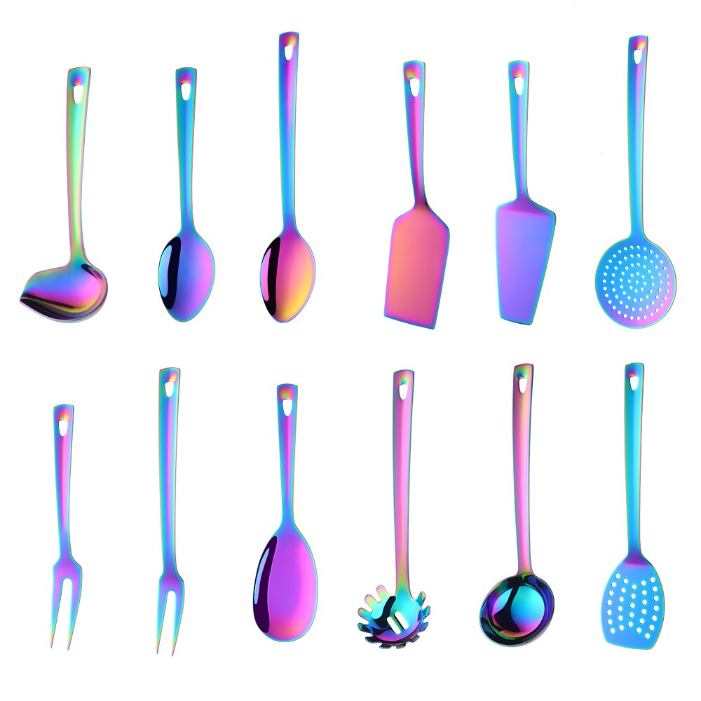 Gold Stainless Steel Long Soup Spoon Cooking