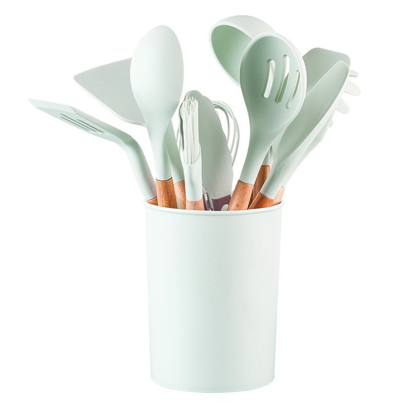 Green Silicone Utensils Kitchen Utensil Set