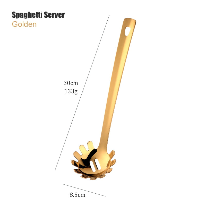 Gold Stainless Steel Long Soup Spoon Cooking