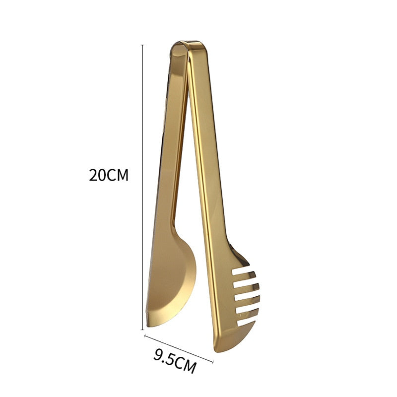 Gold BBQ Food Tongs Steak Clip
