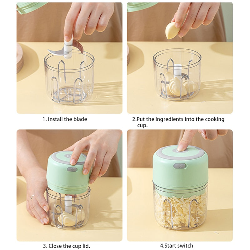 Mini Electric Garlic Chopper USB Charging Ginger