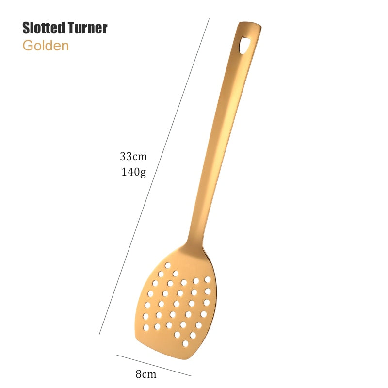 Gold Stainless Steel Long Soup Spoon Cooking