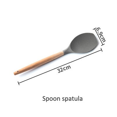 Silicone Cooking Utensils Wooden Spatula