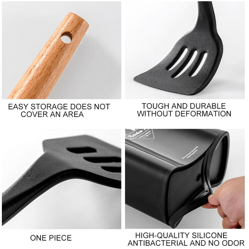 Silicone Cooking Utensils Set Non-Stick Spatula