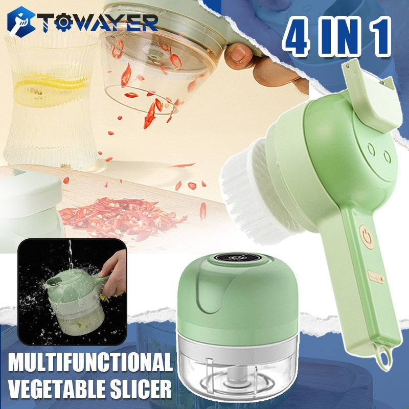 Vegetable Cutter Set 4 In 1 Handheld Electric