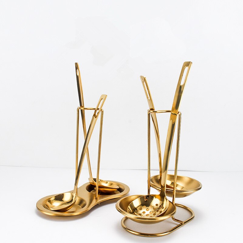 Gold Stainless Steel Food Clip Soup Spoon