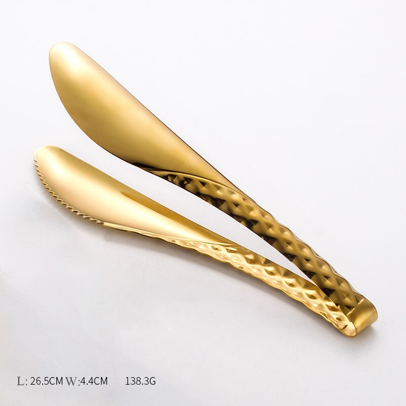 Gold Stainless Steel Food Clip Soup Spoon