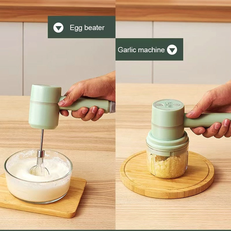 Wireless Electric Garlic Chopper Masher Whisk Egg