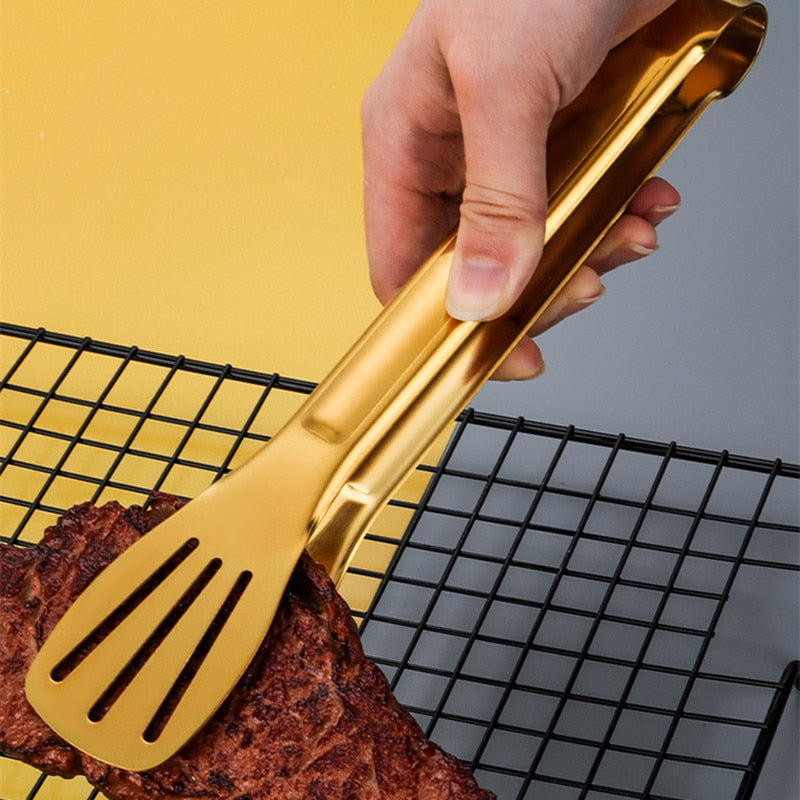 Gold BBQ Food Tongs Steak Clip