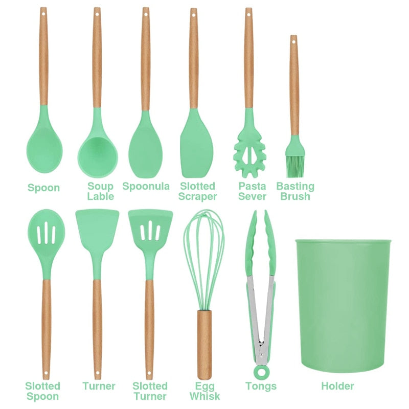 12Pieces Kitchen Silicone Cooking Utensils Set