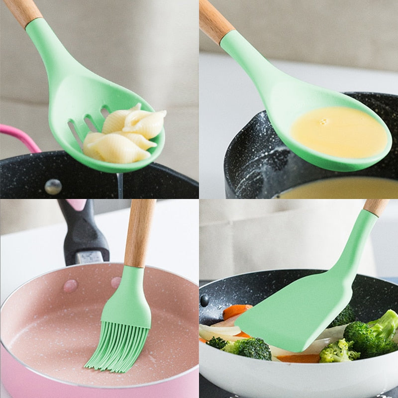 12PC Kitchen Silicone Cooking Utensils Set Non-stick