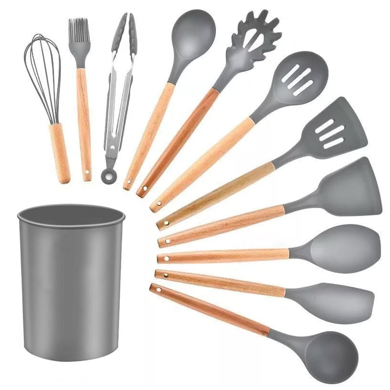12PC Kitchen Silicone Cooking Utensils Set Non-stick