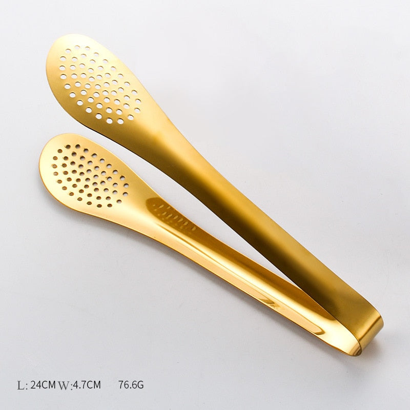 Gold Stainless Steel Food Clip Soup Spoon