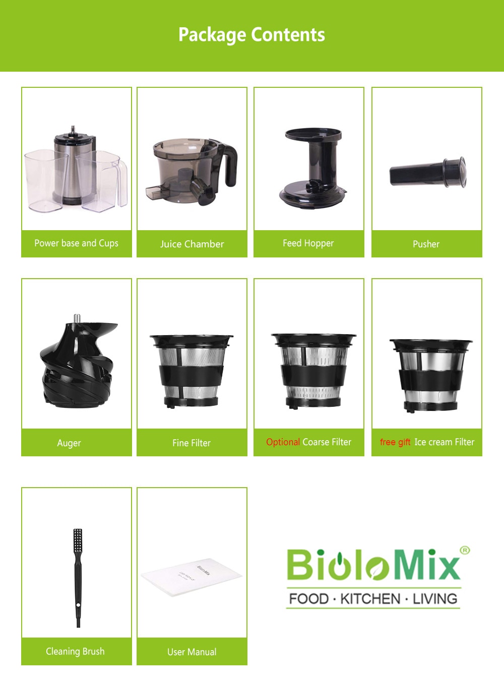 Slow Auger Juicer Fruit and Vegetable Juice