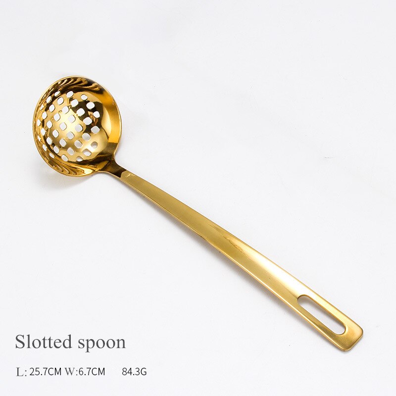Gold Stainless Steel Food Clip Soup Spoon